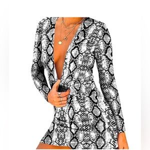 Snakeskin Print Long Sleeve Dress
